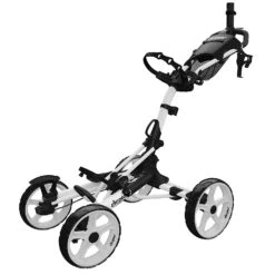 Clicgear Golf 4-Wheel Push Cart Model 8.0+ -Green And Swing Shop 8.0 White Unfolded