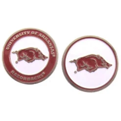 NCAA Double Sided Collegiate Golf Ball Marker Coins -Green And Swing Shop Arkansas 1