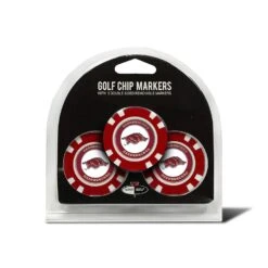 Team Golf NCAA Magnetic Poker Chip Ball Markers -Green And Swing Shop Arkansas 3 Pack