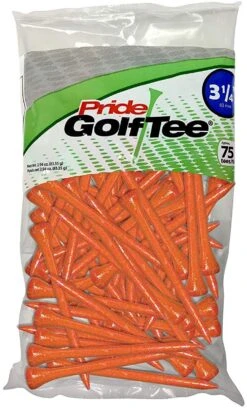 Pride Sports Wood Golf Tees 3.25" -Green And Swing Shop Classic Wood Tee 3.25 75 count Orange