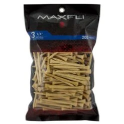 Maxfli 3.25" Golf Tees -Green And Swing Shop MaxfliTees 3.25 200NaturalWood