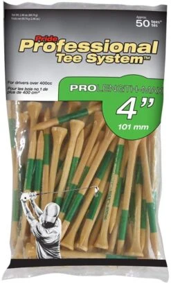 Pride Professional Tee System ProLength Golf Tees -Green And Swing Shop PTS ProLength Natural Wood Green 4 50ct