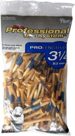 Pride Professional Tee System ProLength Golf Tees -Green And Swing Shop PTS ProLength Natural Wood Yellow 3.25 75ct