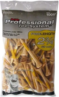 Pride Professional Tee System ProLength Golf Tees -Green And Swing Shop PTS ProLength Natural Yellow 2.75 100