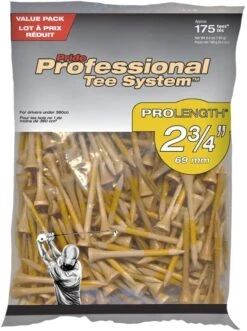 Pride Professional Tee System ProLength Golf Tees -Green And Swing Shop PTS ProLength Natural Yellow 2.75 175