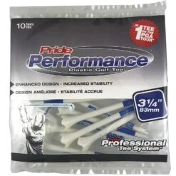 Pride Performance Plastic PTS Golf Tees -Green And Swing Shop Pride Performance 314 White 10ct 87877