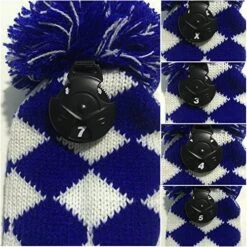 Volf Golf Knit Blue White Diamond Headcover Set -Green And Swing Shop VolfGolfHeadcovers KnitBlueSet3