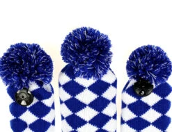Volf Golf Knit Blue White Diamond Headcover Set -Green And Swing Shop VolfGolfHeadcovers KnitBlueSet4