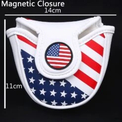 Volf Golf Red White Blue Synthetic Leather USA Mallet Putter Cover -Green And Swing Shop VolfGolfHeadcovers USAMalletPutter1