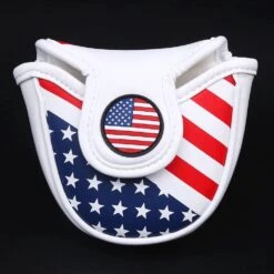 Volf Golf Red White Blue Synthetic Leather USA Mallet Putter Cover -Green And Swing Shop VolfGolfHeadcovers USAMalletPutter6