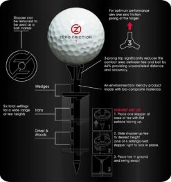 Zero Friction Lock N Drive 3-Prong Golf Tees (3-1/4 Inch, White, Pack Of 18) -Green And Swing Shop Zero Friction Lock N Drive 3